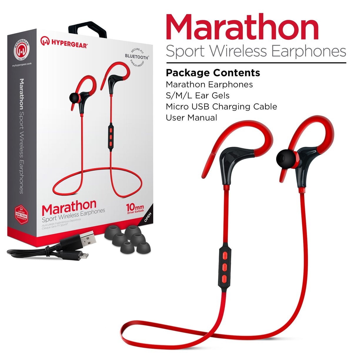 HyperGear Marathon Sport Wireless Bluetooth Earphones (MARPHONES-PRNT) from Jupiter Gear