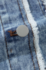 Beau Blue Plaid Print Patchwork Hooded Raw Hem Denim Jacket from MsDressly