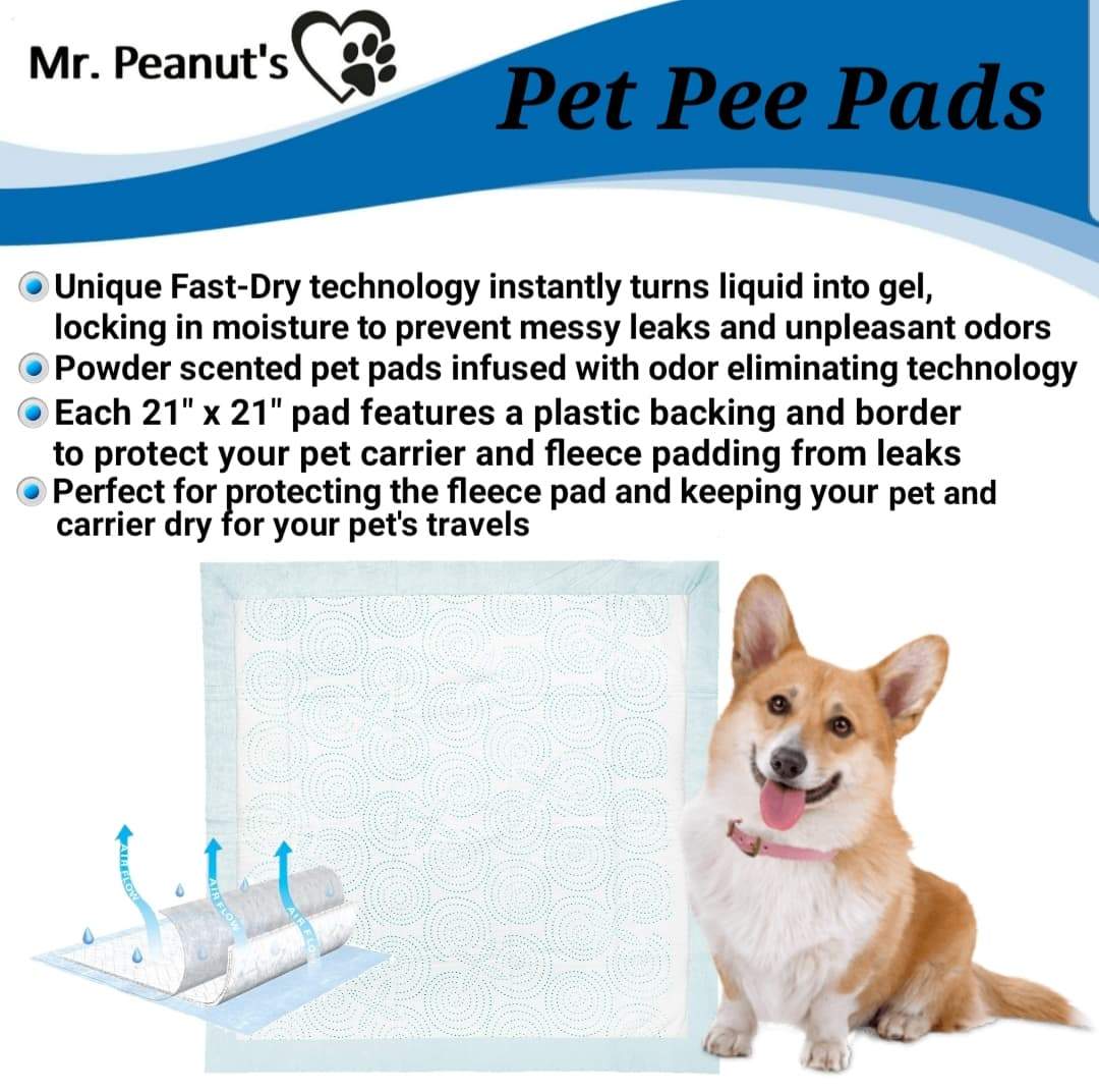 Mr. Peanut’s Premium Absorbent Gel Pee Pads 23"X23", 6 Layers of Lightly Scented Protection from Mr. Peanut's Pet Carriers