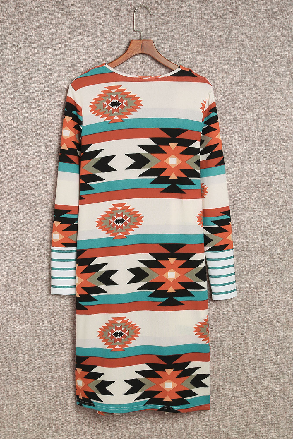 Chic Printed Lapel Woolen Coat with Unique Stitching from MsDressly