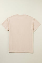 Beige Corded Knit Pocketed Loose Fit T Shirt from MsDressly