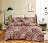 Tache Bohemian Desert Medallion Boteh Paisley Orange Blue Taupe Reversible Duvet Cover (TJ3502) from Tache Home Fashion