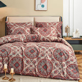 Tache Bohemian Desert Medallion Boteh Paisley Orange Blue Taupe Reversible Duvet Cover (TJ3502) from Tache Home Fashion
