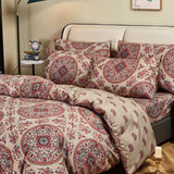 Tache Bohemian Desert Medallion Boteh Paisley Orange Blue Taupe Reversible Duvet Cover (TJ3502) from Tache Home Fashion