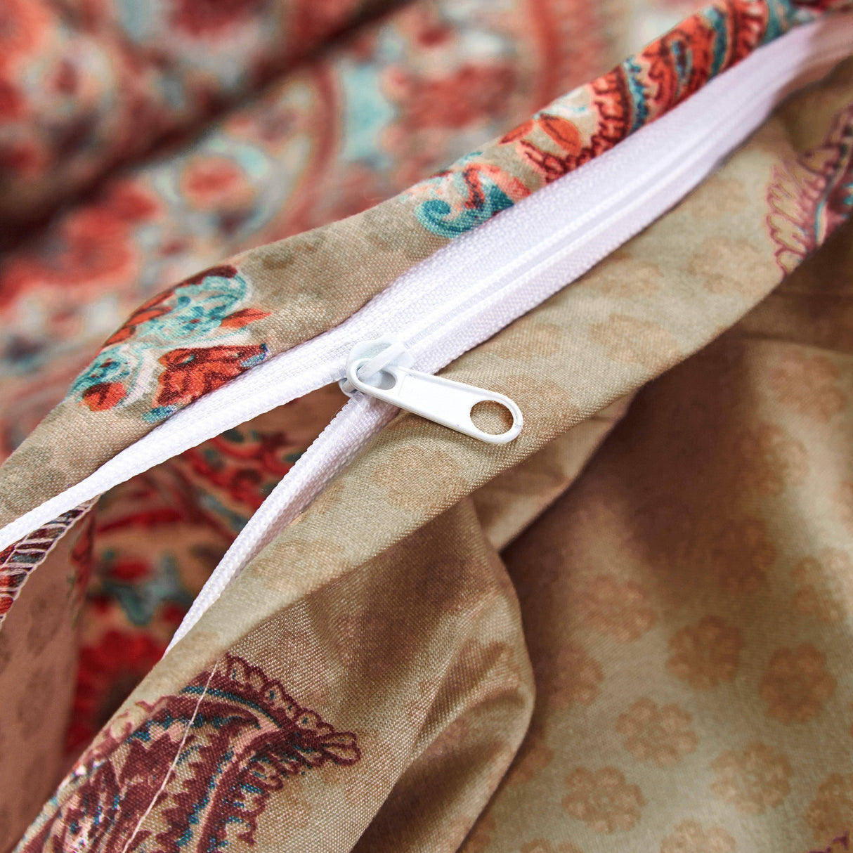 Tache Bohemian Desert Medallion Boteh Paisley Orange Blue Taupe Reversible Duvet Cover (TJ3502) from Tache Home Fashion
