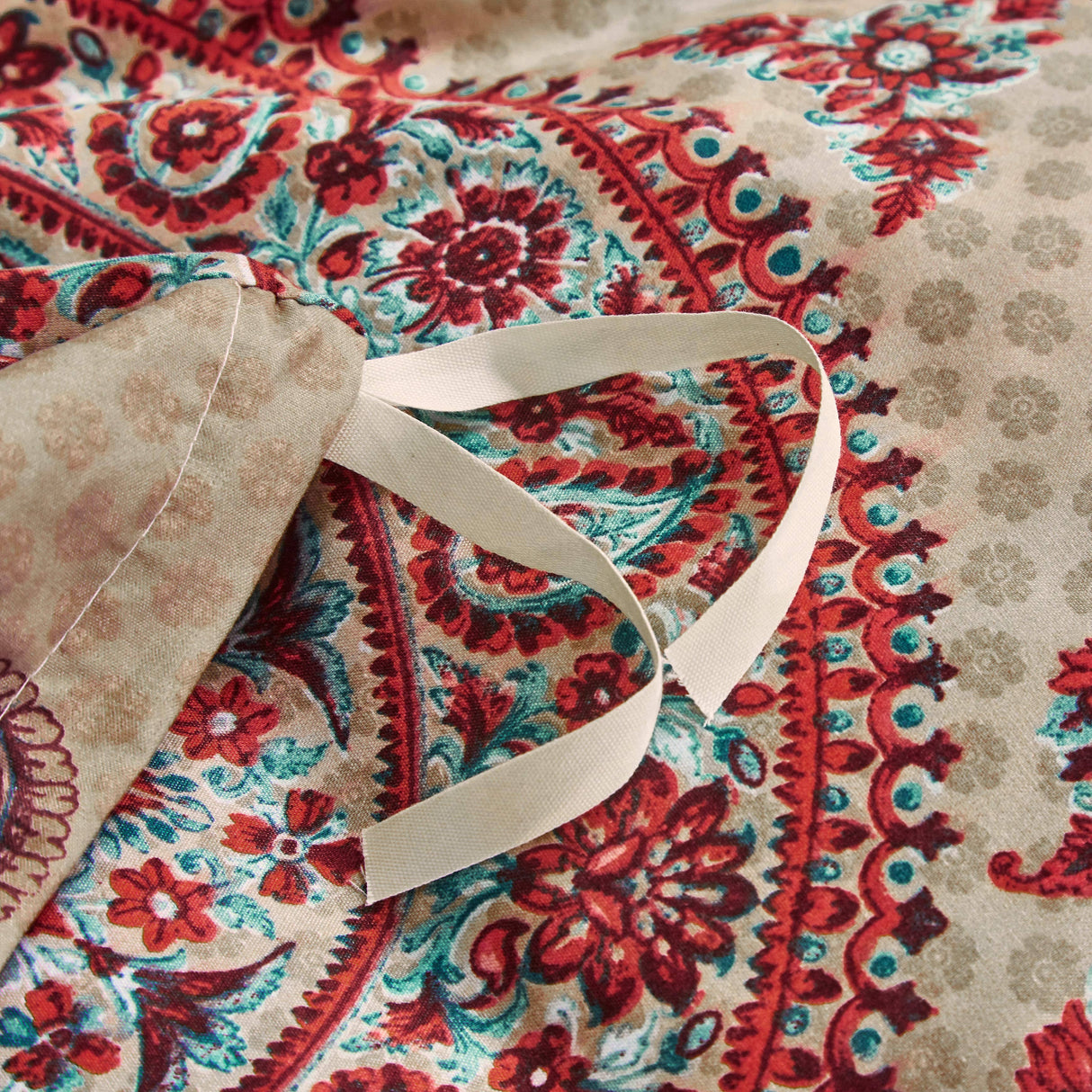 Tache Bohemian Desert Medallion Boteh Paisley Orange Blue Taupe Reversible Duvet Cover (TJ3502) from Tache Home Fashion
