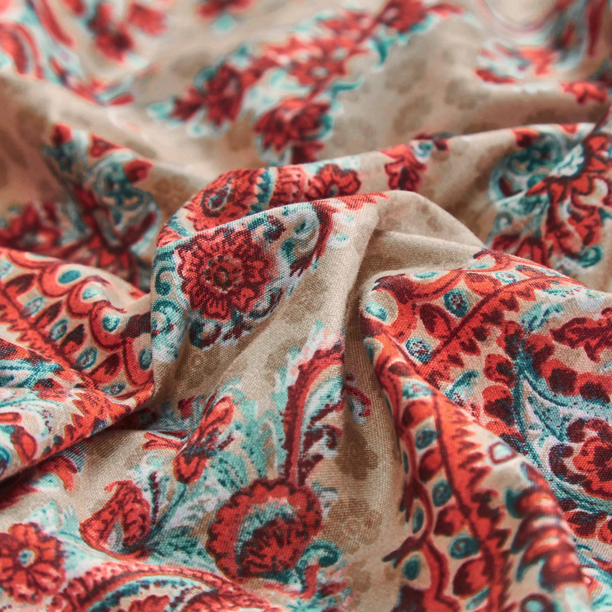 Tache Bohemian Desert Medallion Boteh Paisley Orange Blue Taupe Reversible Duvet Cover (TJ3502) from Tache Home Fashion