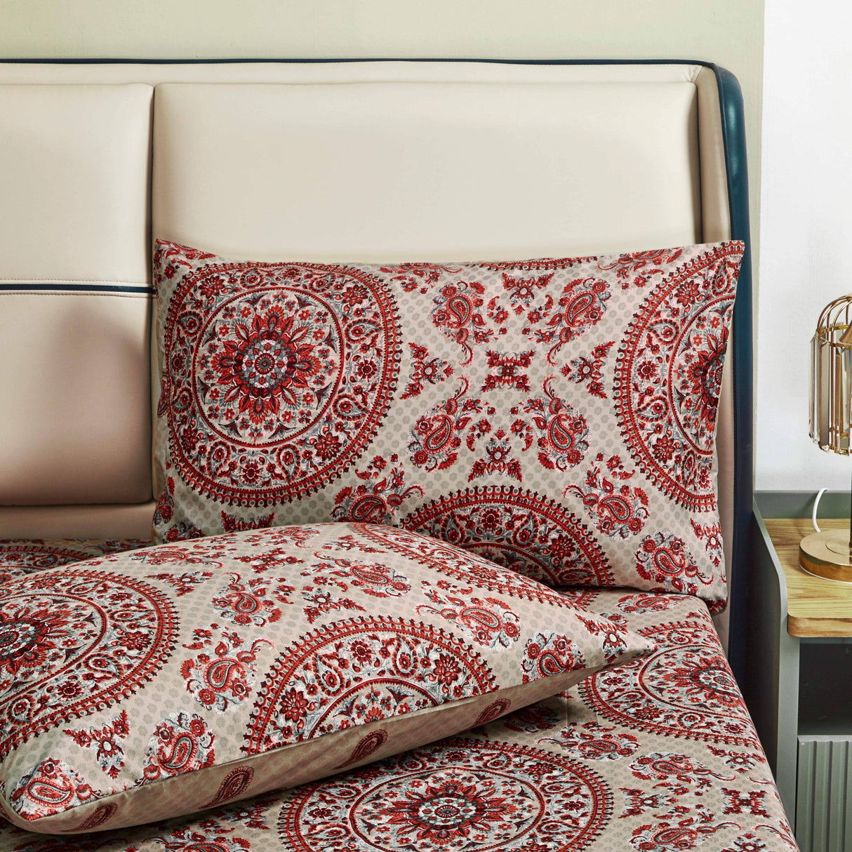 Tache Bohemian Desert Medallion Boteh Paisley Orange Blue Taupe Reversible Duvet Cover (TJ3502) from Tache Home Fashion