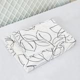 Tache Modern Abstract Leaf Line Art Foliage White Grey Black Gold Fitted Sheet / Flat Sheet (TJ3571)