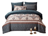 Tache Rustic Paisley Mandala Palace Floral Watercolor Dark Teal Duvet Cover (KF174) from Tache Home Fashion
