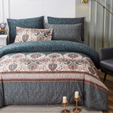 Tache Rustic Paisley Mandala Palace Floral Watercolor Dark Teal Duvet Cover (KF174) from Tache Home Fashion