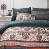 Tache Rustic Paisley Mandala Palace Floral Watercolor Dark Teal Duvet Cover (KF174) from Tache Home Fashion