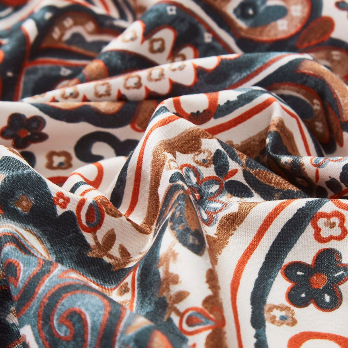Tache Rustic Paisley Mandala Palace Floral Watercolor Dark Teal Duvet Cover (KF174) from Tache Home Fashion