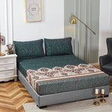 Tache Rustic Paisley Mandala Palace Floral Watercolor Dark Teal Fitted Srcolor Dark Teal Fitteheet / Flat Sheet (KF174)