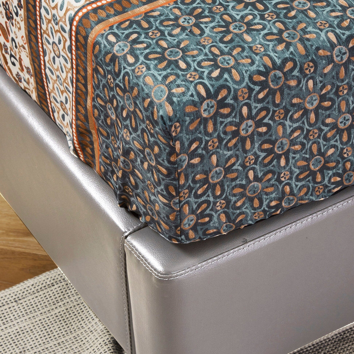 Tache Rustic Paisley Mandala Palace Floral Watercolor Dark Teal Fitted Srcolor Dark Teal Fitteheet / Flat Sheet (KF174)