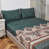 Tache Rustic Paisley Mandala Palace Floral Watercolor Dark Teal Fitted Srcolor Dark Teal Fitteheet / Flat Sheet (KF174)