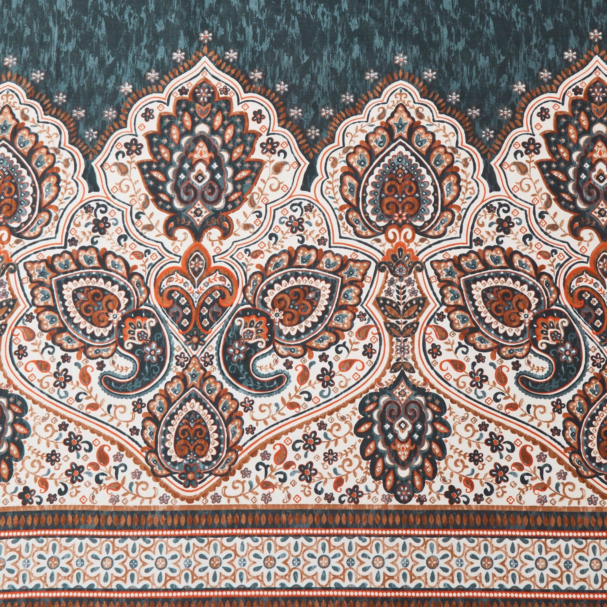 Tache Rustic Paisley Mandala Palace Floral Watercolor Dark Teal Fitted Srcolor Dark Teal Fitteheet / Flat Sheet (KF174)