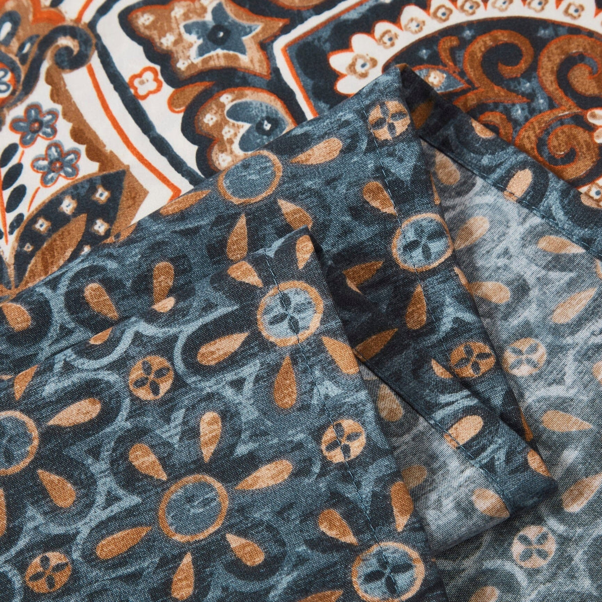 Tache Rustic Paisley Mandala Palace Floral Watercolor Dark Teal Fitted Srcolor Dark Teal Fitteheet / Flat Sheet (KF174)