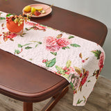 DaDa Bedding Romantic Roses Pink White Lovely Floral Quilted Dining Table Runner (879) from DaDalogy Bedding Collection