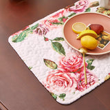 DaDa Bedding Set of 4-Pieces Romantic Roses Pink Floral Quilted Dining Placemats 13” x 19” (879) from DaDalogy Bedding Collection