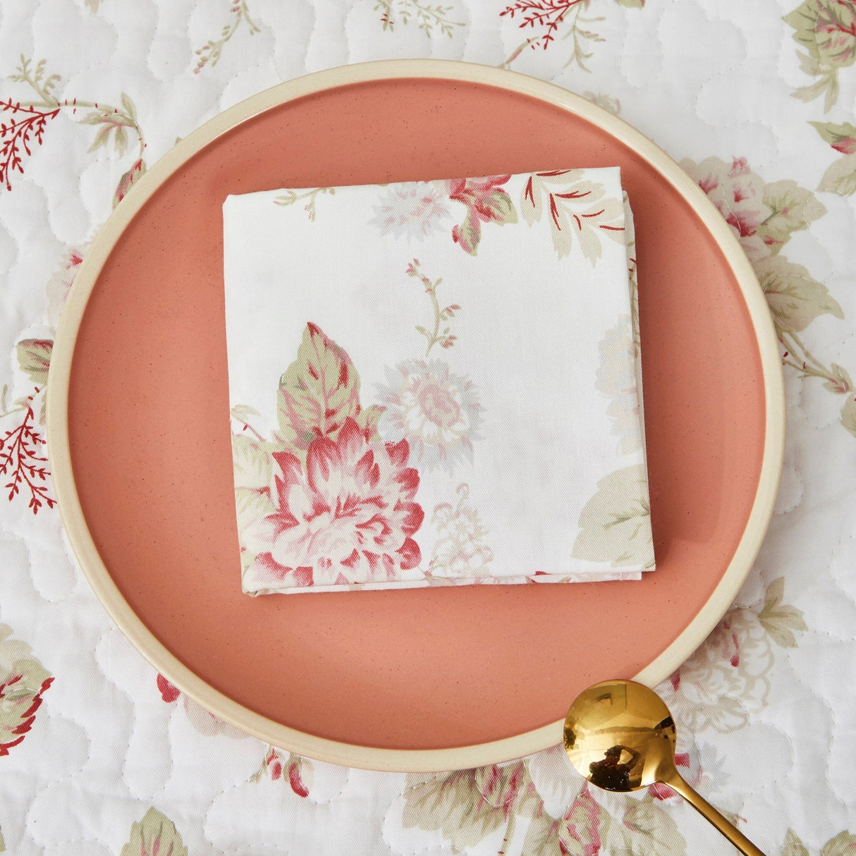 DaDa Bedding Set of 4-Pieces Hint of Mint Floral Cotton Dining Table Napkins 18" x 18" (3036) from DaDalogy Bedding Collection