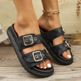 Open Toe Double Buckle Flat Sandals from My Pampered Life Seattle