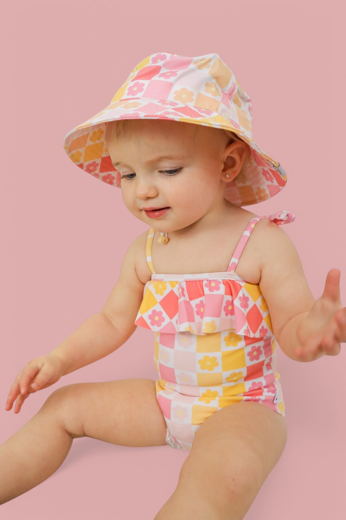 SUMMER SUNSET CHECKERS DREAM ONE PIECE SWIM SUIT from DREAM BIG LITTLE CO