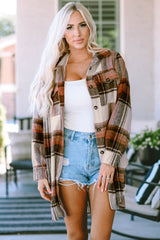 Autumn Plaid Button-Down Shirt Jacket from MsDressly