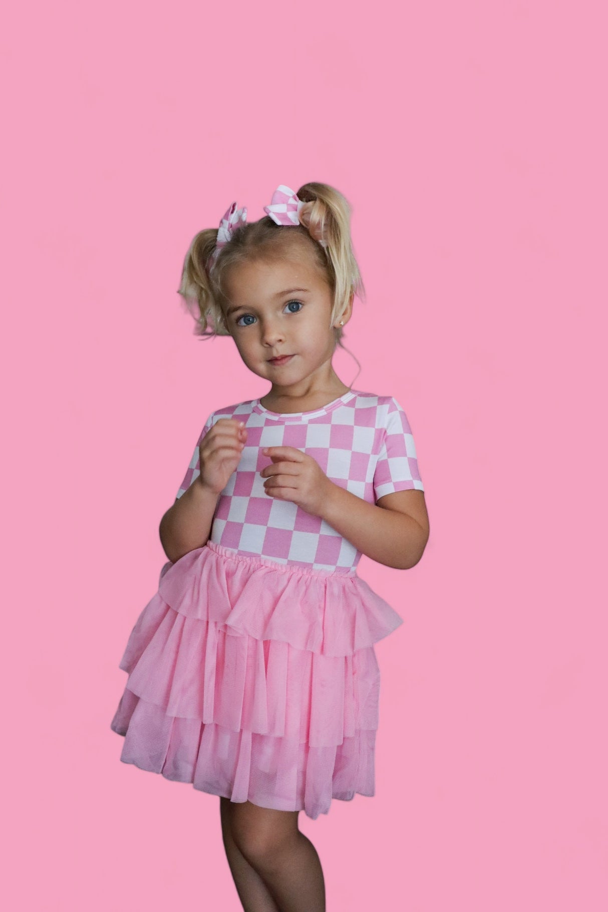 BUBBLEGUM CHECKERS DREAM TUTU DRESS from DREAM BIG LITTLE CO