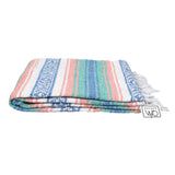 Mint, Blue & Coral Peach Mexican Falsa Blanket From West Path