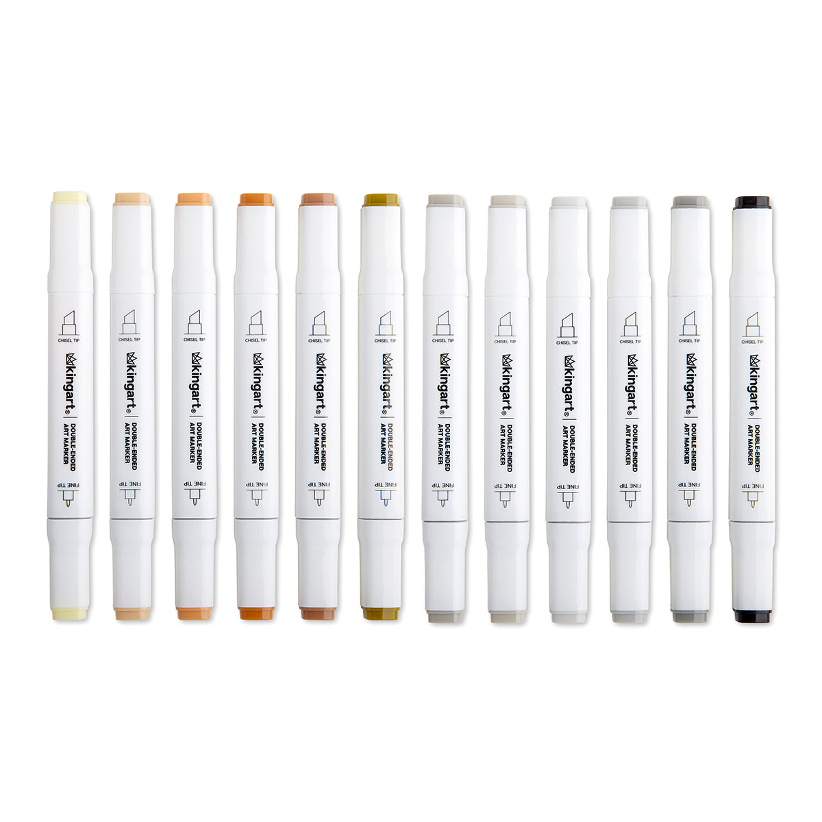 Double-Ended Alcohol Markers 12 Neutral Colors from KINGART