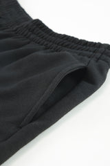 Black Casual High Neck Henley Top and Short Outfit from MsDressly