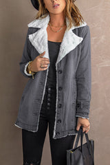 Casual Denim Coat with Plush Lining from MsDressly