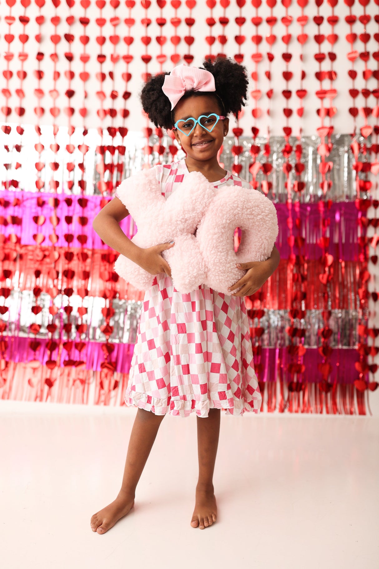DREAMY PINK CHECKERS DREAM RUFFLE DRESS from DREAM BIG LITTLE CO
