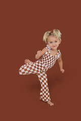 COPPER CHECKERS DREAM SMOCKED FLARE SET from DREAM BIG LITTLE CO