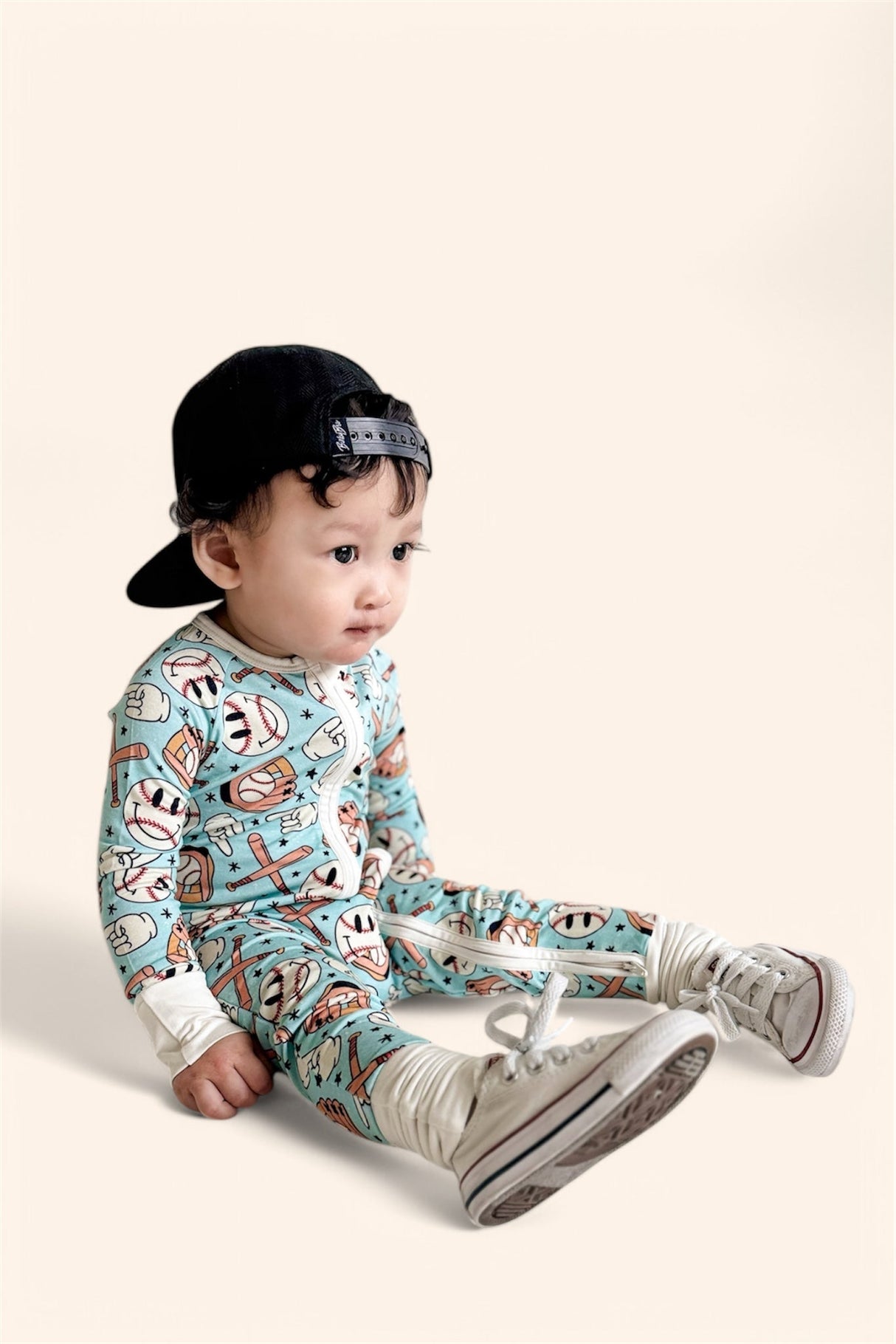 BASEBALL SMILEY DREAM ROMPER from DREAM BIG LITTLE CO