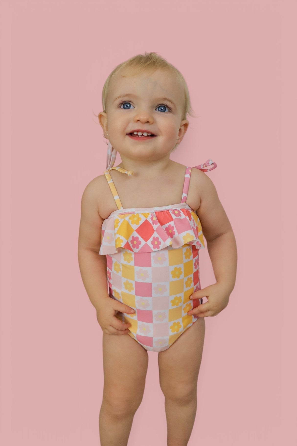SUMMER SUNSET CHECKERS DREAM ONE PIECE SWIM SUIT from DREAM BIG LITTLE CO