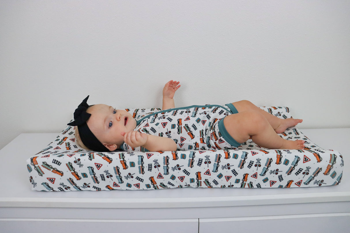 EXCLUSIVE ALL ABOARD DREAM CHANGING PAD COVER from DREAM BIG LITTLE CO