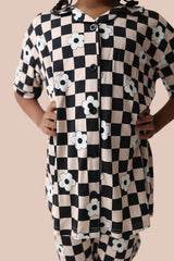 RETRO DAISY CHECKS SHORT SLEEVE DREAM GIRL'S FLARE SET from DREAM BIG LITTLE CO