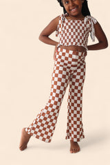 COPPER CHECKERS DREAM SMOCKED FLARE SET from DREAM BIG LITTLE CO