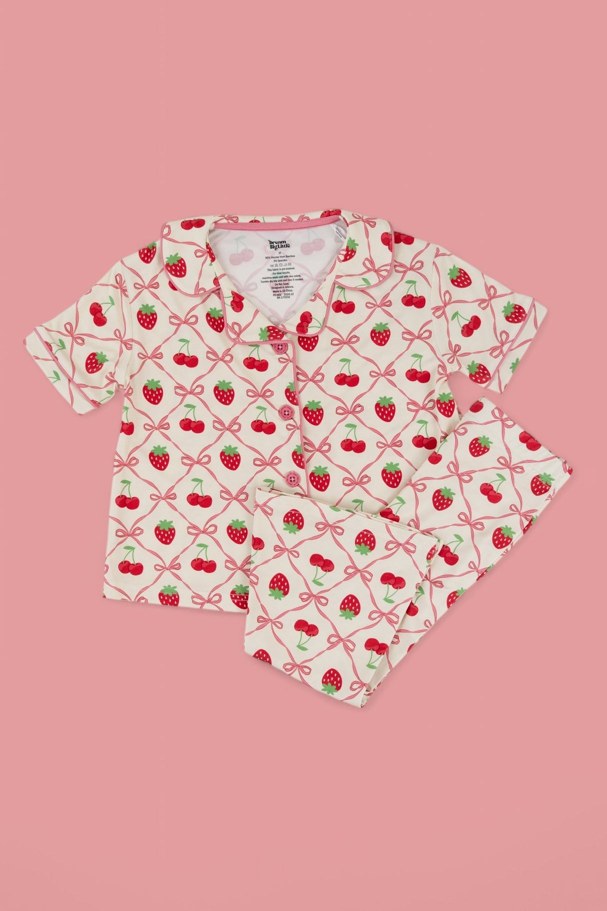 CHERRY BOW BERRY DREAM GIRL'S FLARE SET from DREAM BIG LITTLE CO