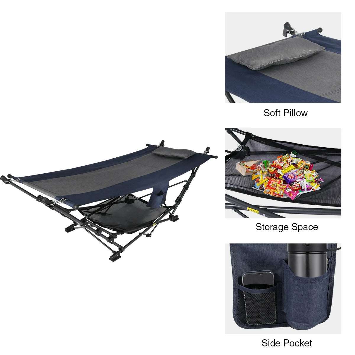 Freestanding Portable Hammock with Stand for Outdoor Yard Beach, 300lbs Capacity From Redcamp