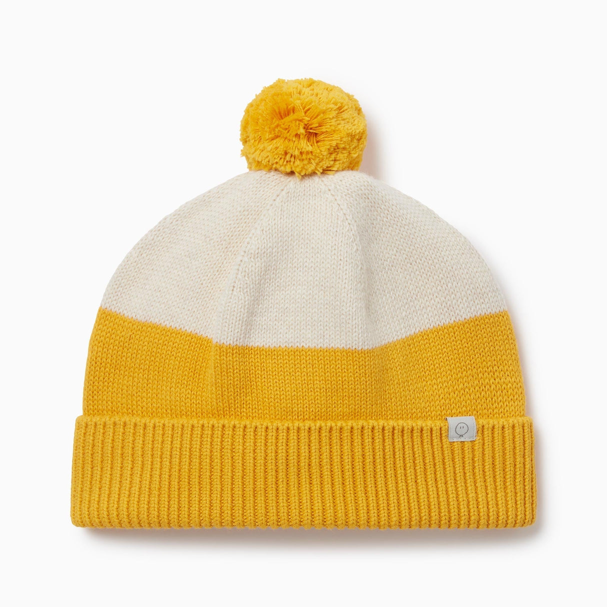 Knitted Colourblock Beanie Hat - Oat & Mustard From Manymoons