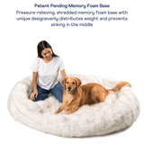PupCloud™ Human-Size Faux Fur Memory Foam Dog Bed - White with Brown Accents From Paw.com