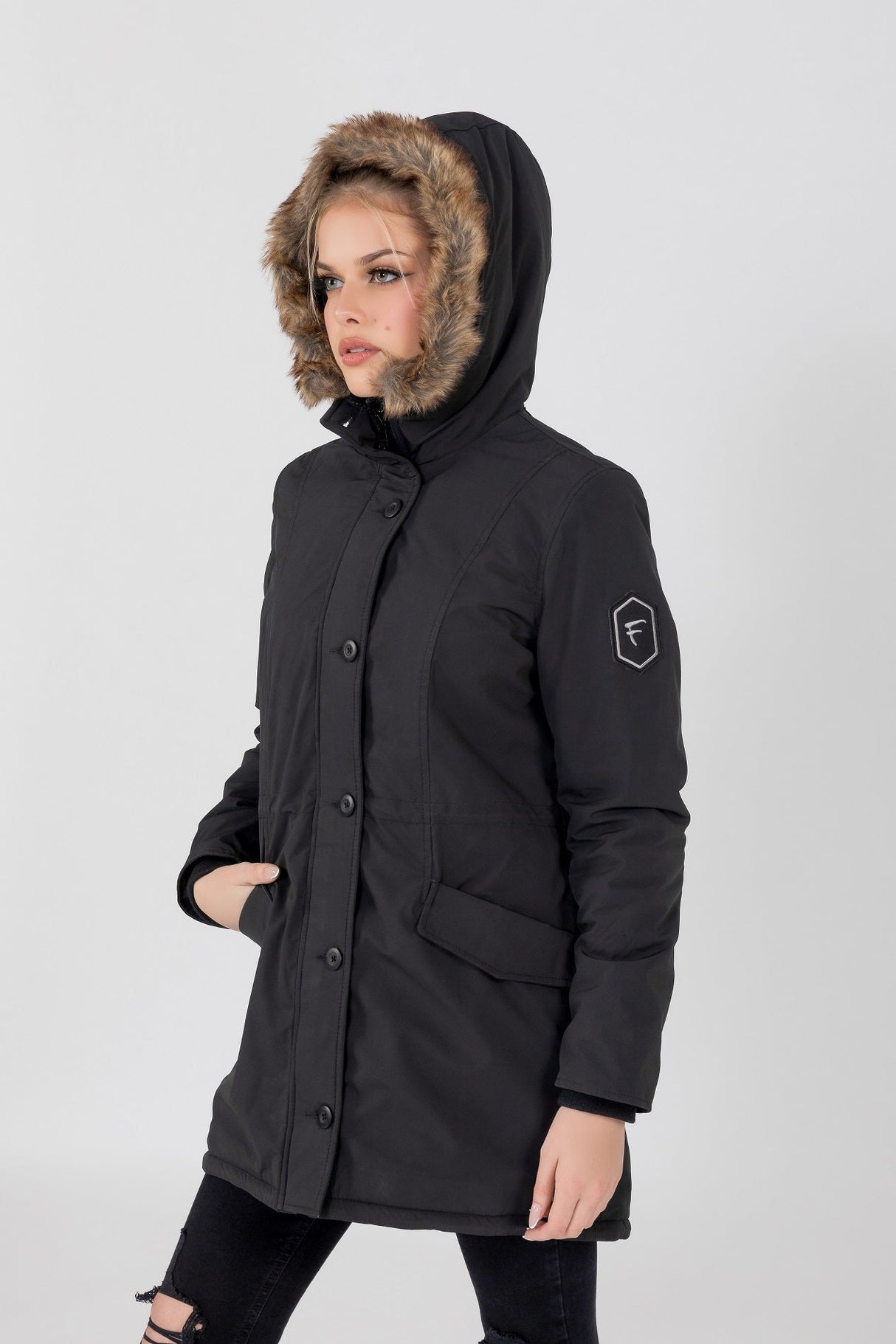 Women's Louise Ultra Lite Hooded Winter Parka Coat From FAD