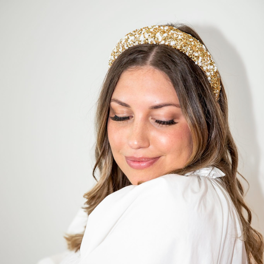 All That Glitters Headband - Cream + Gold From Headbands of Hope