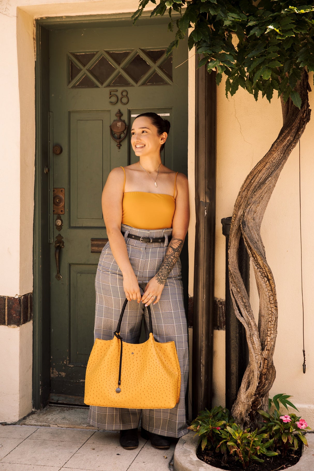 Naomi - Yellow Vegan Leather Tote Bag from Gunas New York