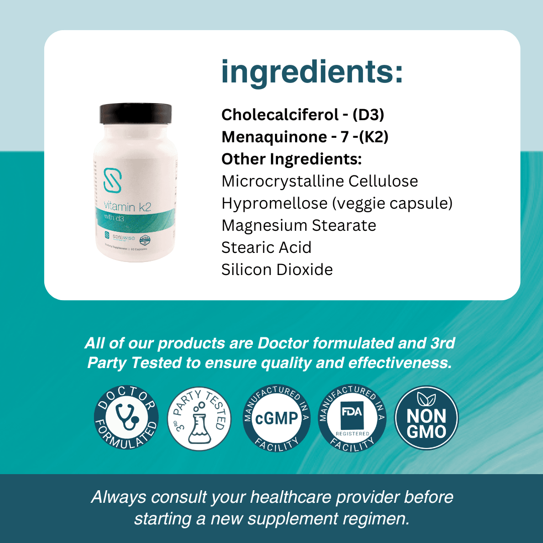 Vitamin K2 with D3 | 60 Capsules from Serawise