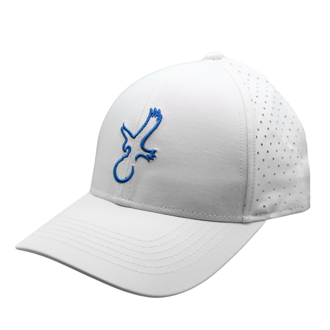 White/Blue Eagle Performance Hat from Talon Golf LLC