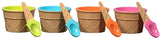 Ice Cream Bowls And Spoons - 2 Orange 2 Pink 2 Light Green 2 Sky Blue from Hammont